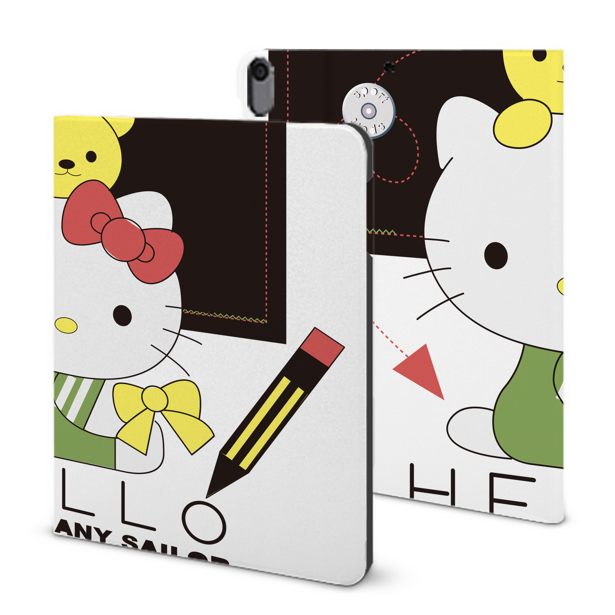 （画像用） Hello Kitty ハローキティ IPad ケース ブック型 PUレザー TPU 耐衝撃 軽量 薄型 ペン収納なし 全面保護 IPad 各モデル対応
